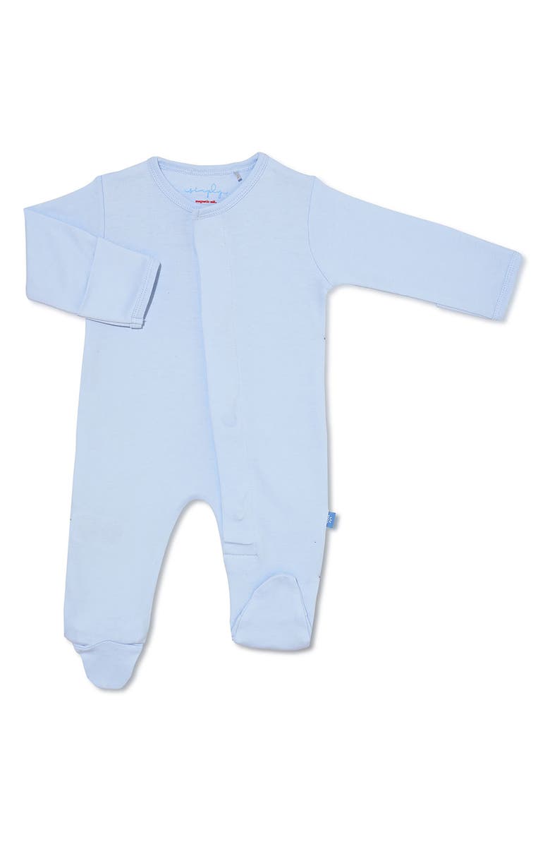 Magnetic Me Simply Soft Baby Blue Organic Cotton Magnetic Closure Footie, Main, color, Soft Baby Blue