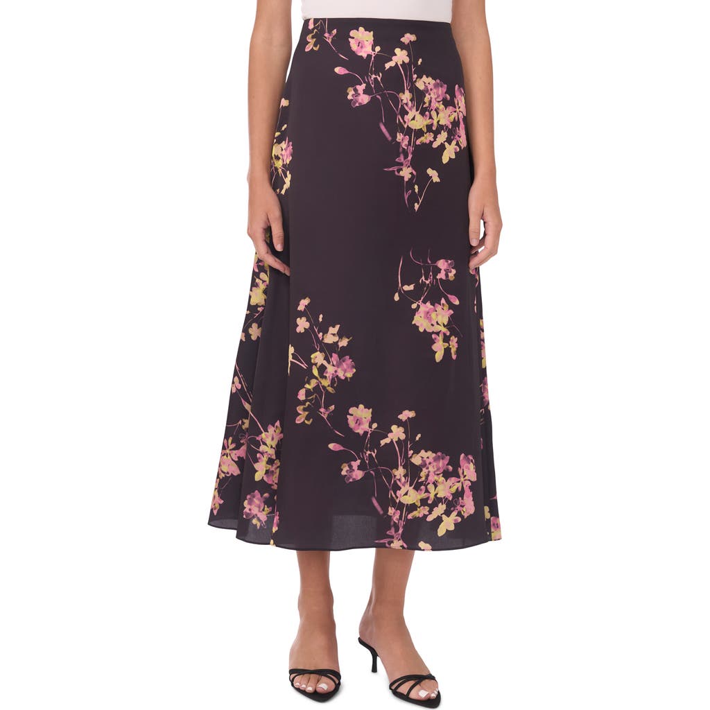 Vince Camuto Floral Midi Skirt In Gold