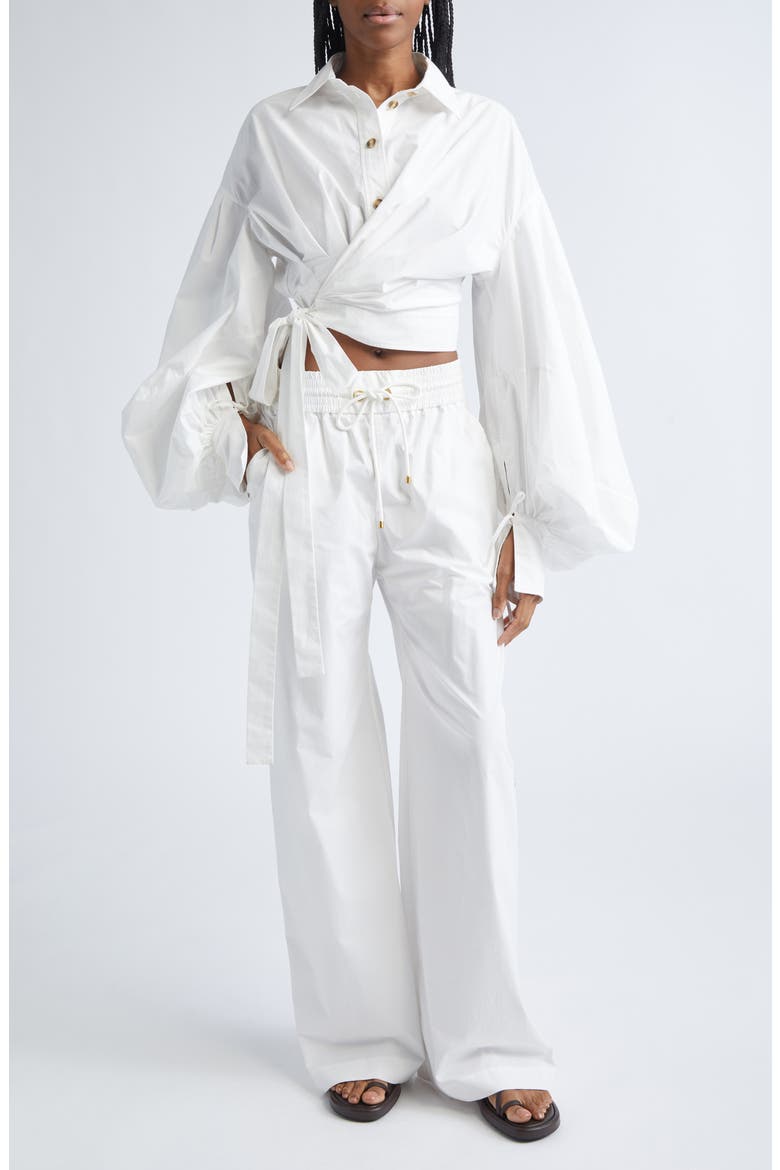 Rebellion Cotton Poplin Wide Leg Button Pants, Alternate, color, IVORY