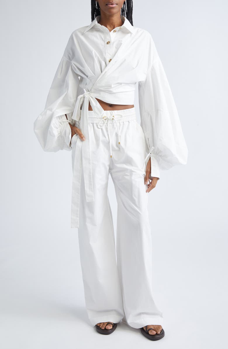 Zimmermann Rebellion Poplin Wrap Shirt, Alternate, color, Ivory