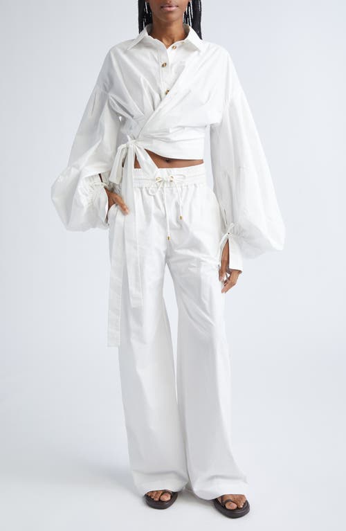 Zimmermann Rebellion Cotton Poplin Wide Leg Button Pants In White