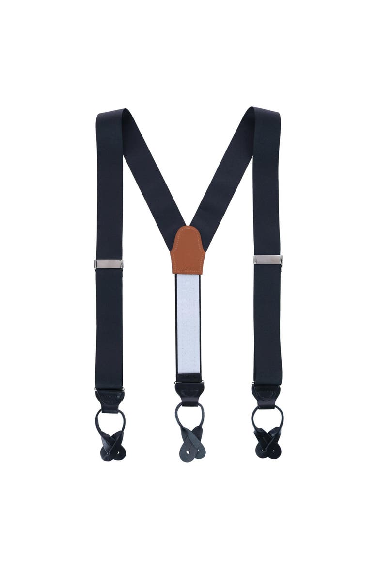 Big & Tall Phoenix Grosgrain Non Stretch Ribbon Button End Suspenders, Alternate, color, Black