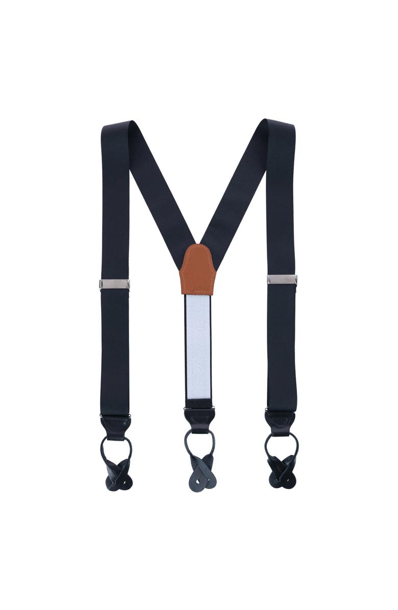 Trafalgar Phoenix 38mm Grosgrain Non Stretch Ribbon Button End Suspenders, Alternate, color, Black