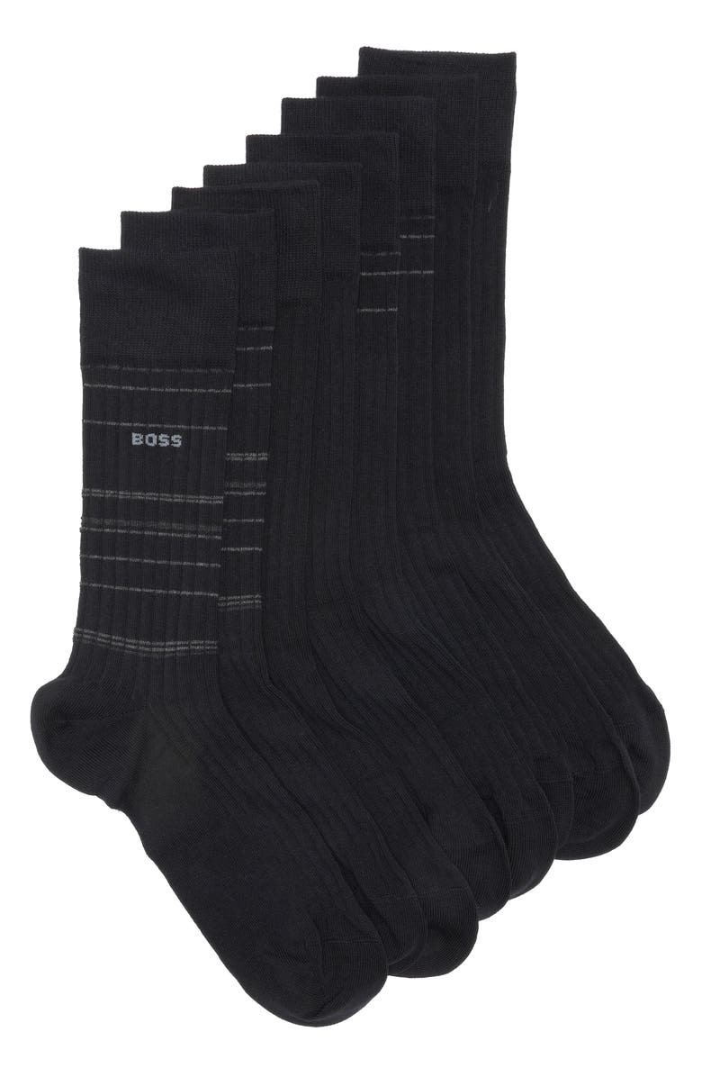 BOSS 4-Pack Assorted Crew Socks Gift Box, Main, color, Black