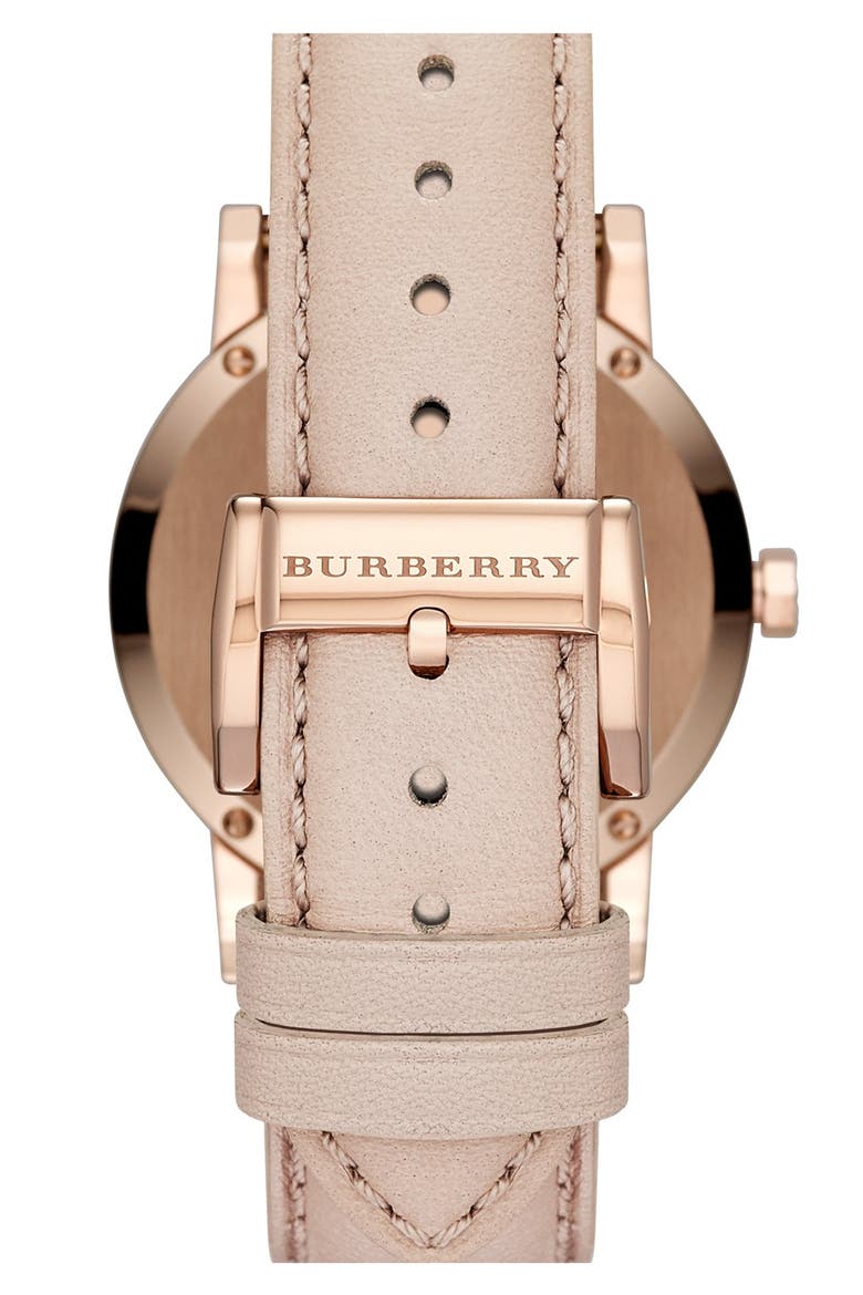Check Stamped Round Dial Watch, 38mm, Alternate, color, NUDE
