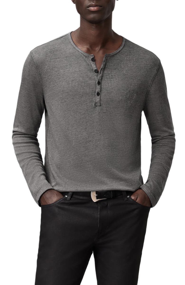 John Varvatos Klaus Burnout Rib Henley, Main, color, Flat Grey
