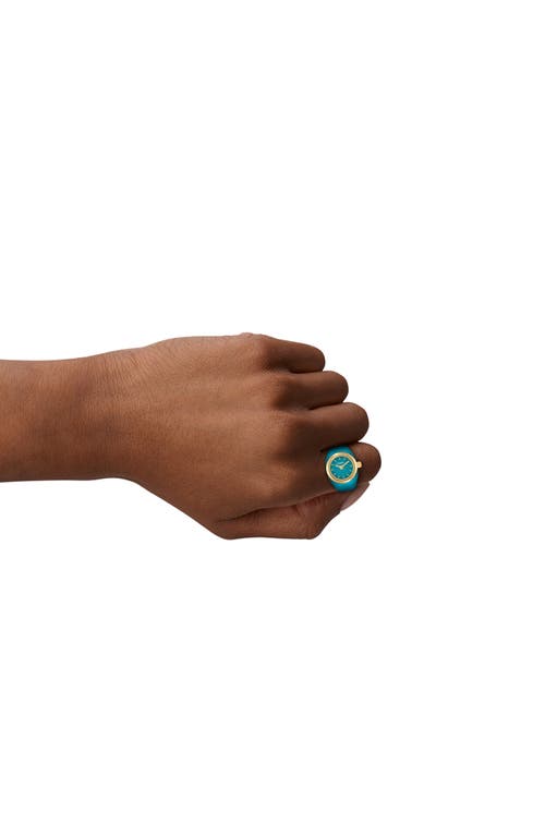 Fossil Women's Two-hand Gold-tone Stainless Steel Ring Watch, 15mm In Blue