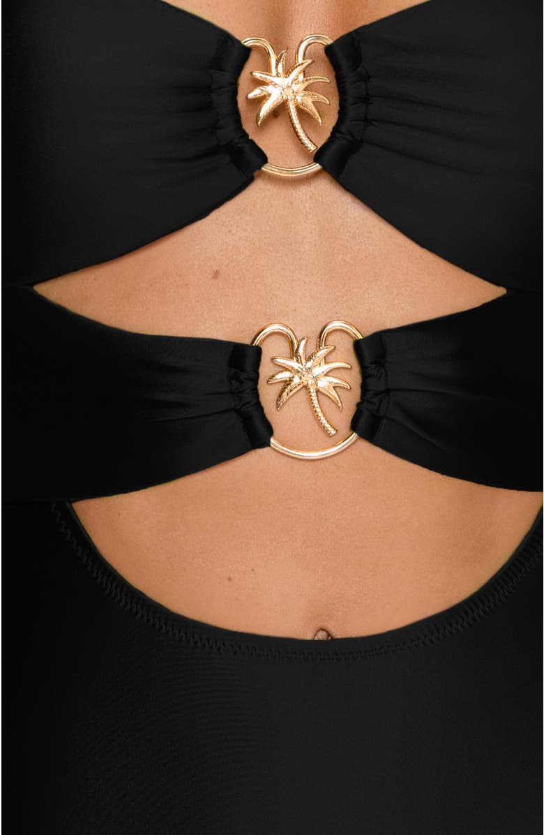 PS By Cupshe Midnight Glam Detachable Halter Monokini, Alternate, color, Black