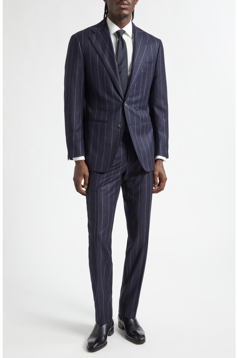 Chalk Stripe Structured Wool & Cashmere Suit, Main, color, NAVY PIN STRIPE