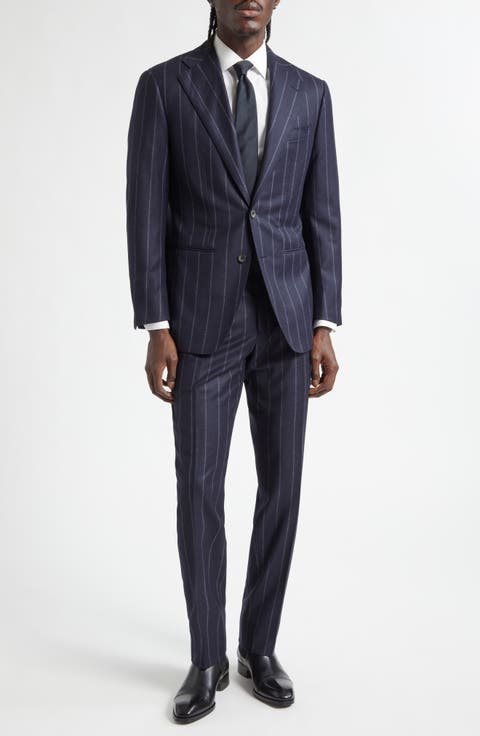 Chalk Stripe Structured Wool 
Cashmere Suit