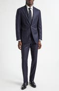 Thom Sweeney Chalk Stripe Structured Wool & Cashmere Suit