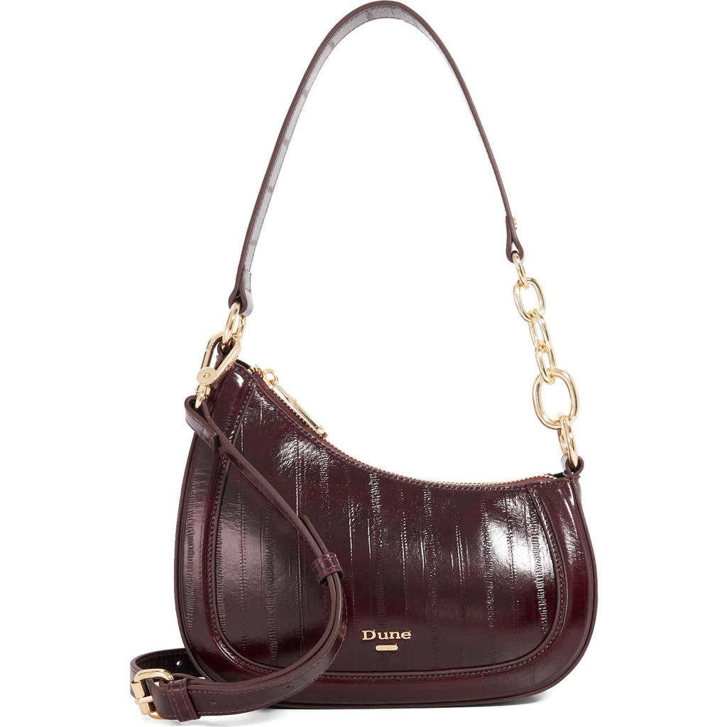 Dune London Direction Faux Leather Shoulder Bag In Burgundy