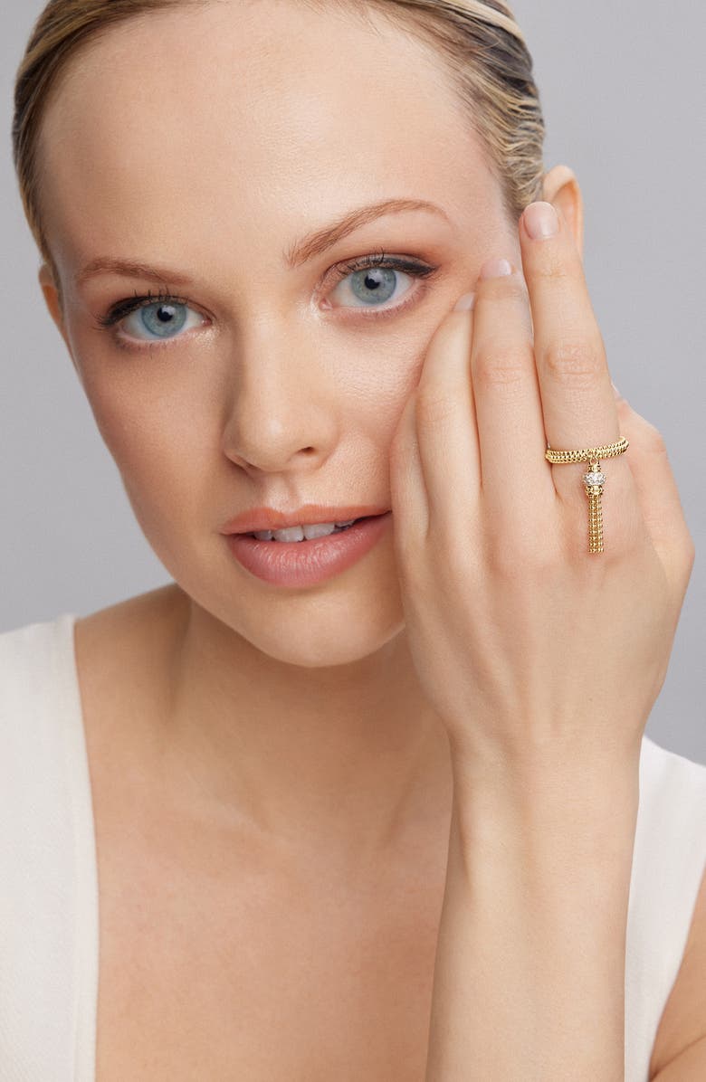 LAGOS Caviar Gold Diamond Tassel Ring, Alternate, color,