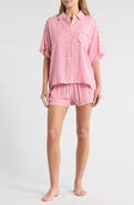 Betsey Johnson Heart Patch Cabana Button-Up Shirt & Shorts Cover-Up Set