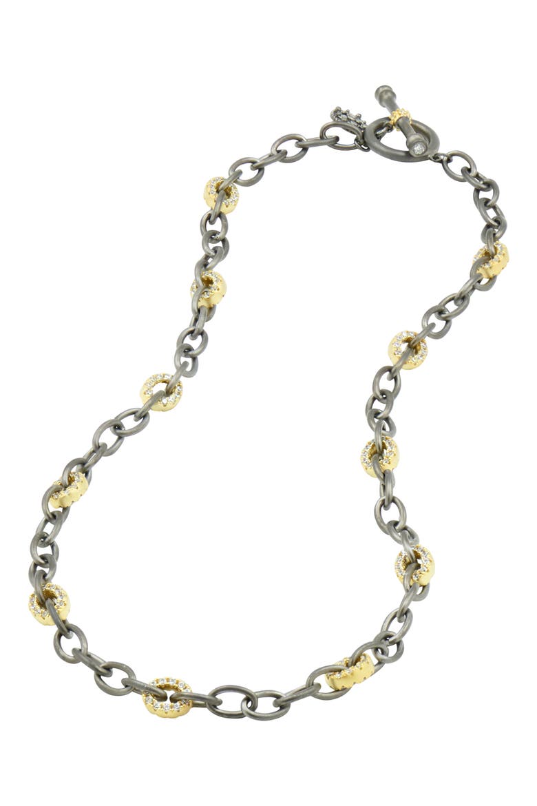 Cubic Zirconia Pavé Link Chain Necklace, Main, color, BLACK AND GOLD