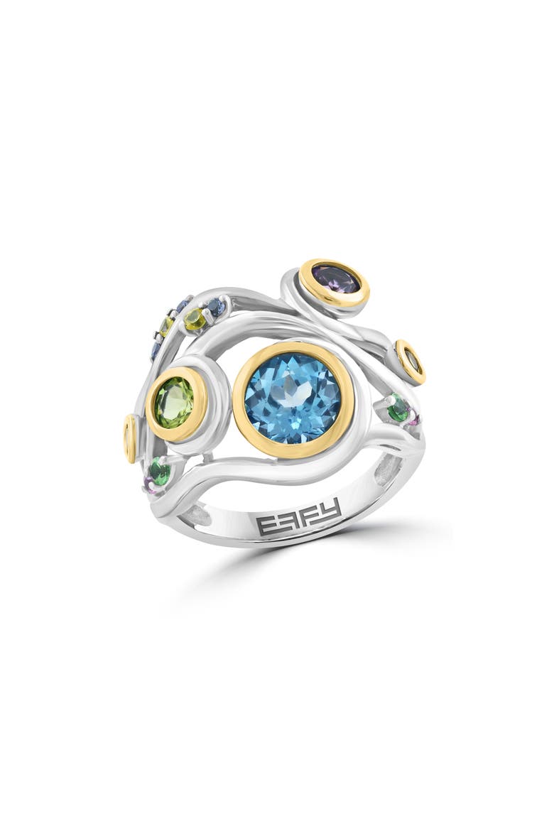 Bezel Set Gemstone Cluster Ring, Main, color, BLUE
