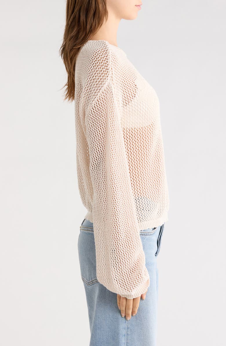 PacSun Juli Floral Boat Neck Openwork Top, Alternate, color, Ivory