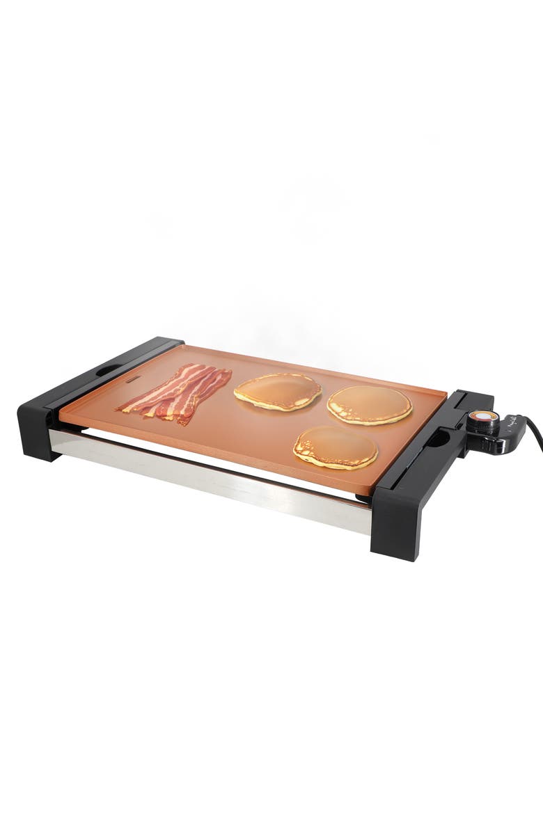 21.63 Inch Copper Electric Grill with Non-Stick Coating, Main, color, Black