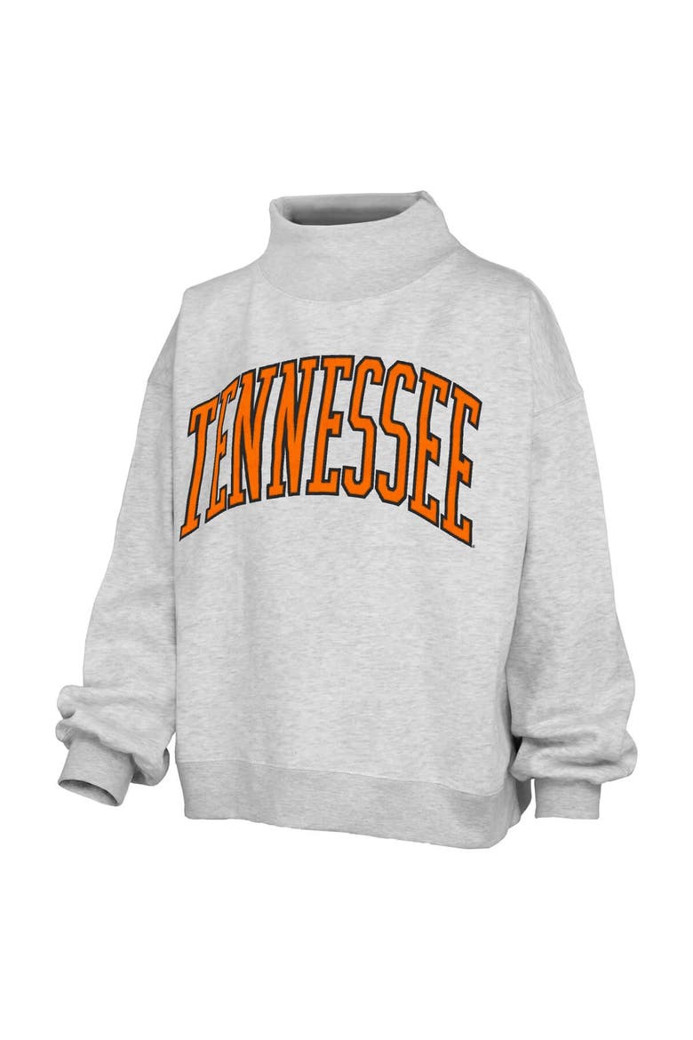 Women's Pressbox Heather Gray Tennessee Volunteers Oversized Nelson Mock Neck Sweatshirt, Alternate, color, Heather Gray