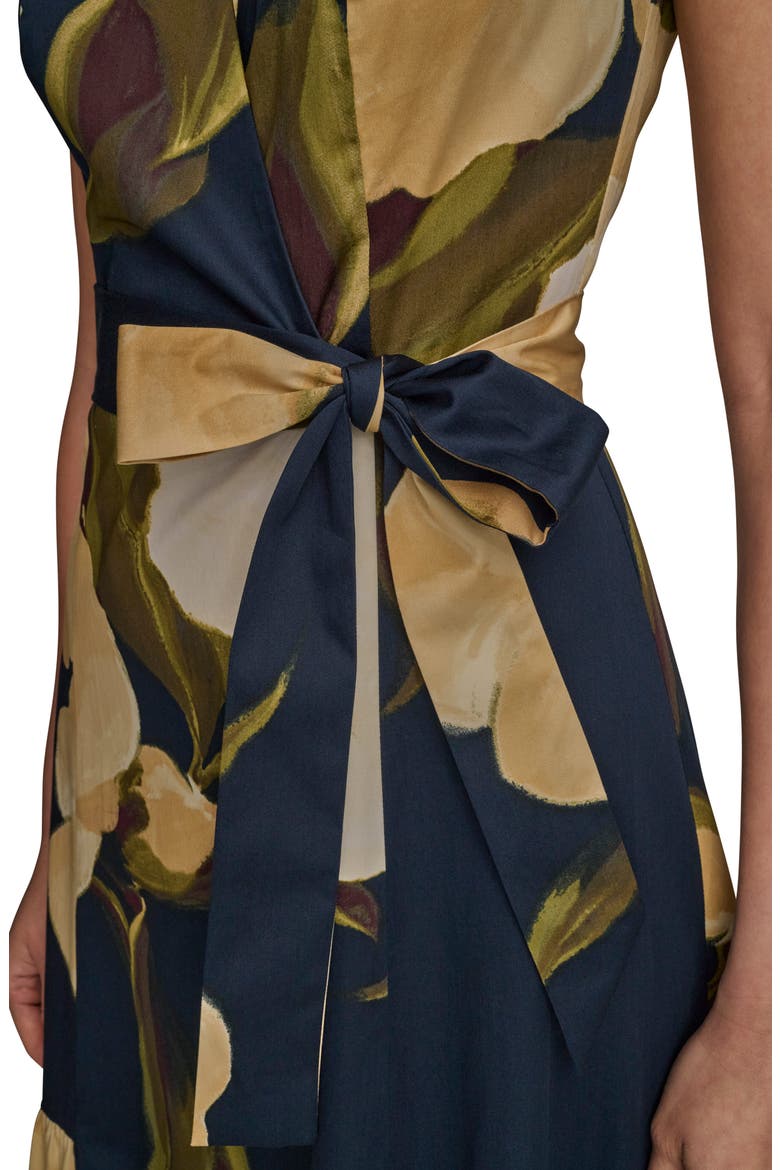 Sleeveless Faux Wrap Midi Dress, Alternate, color, INK MULTI