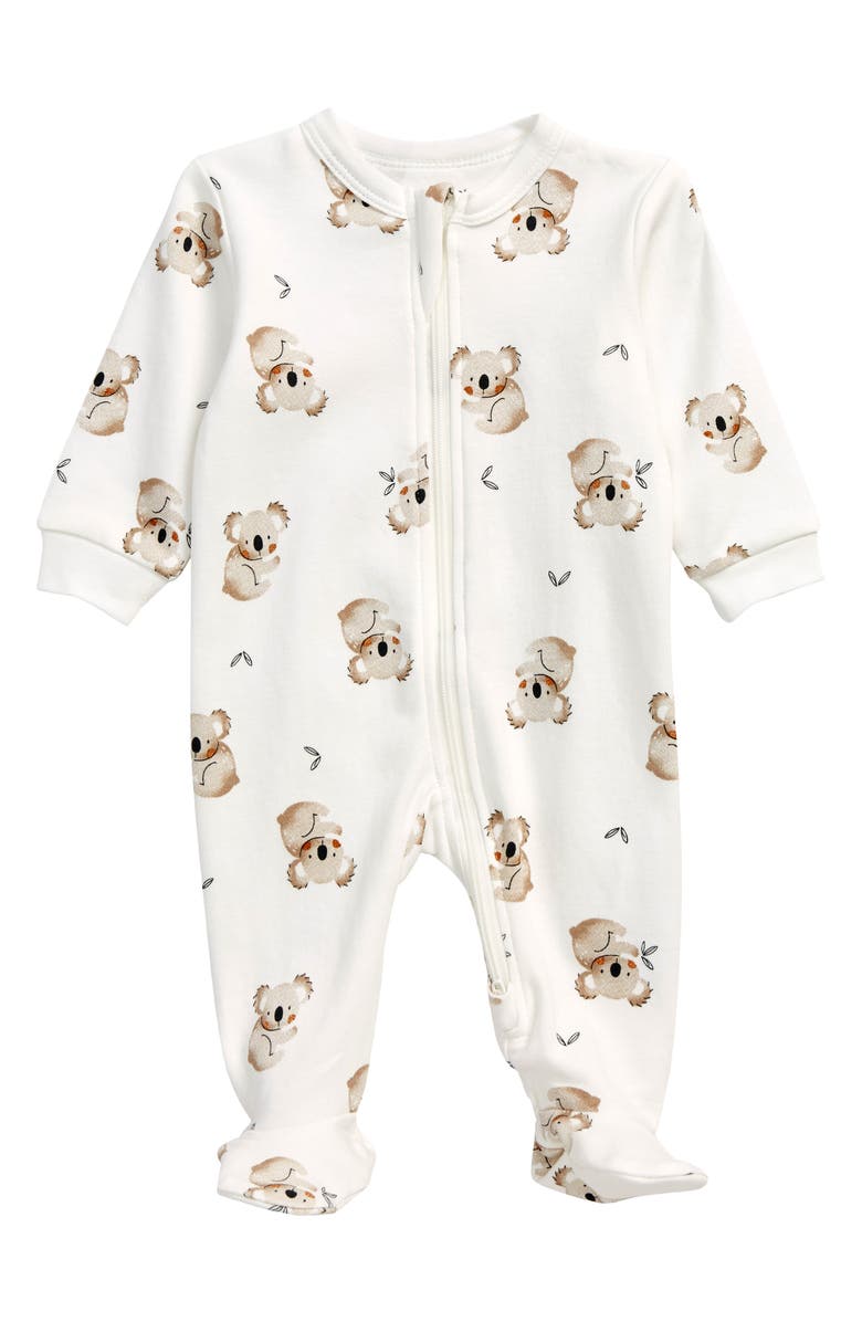 Petit Lem Koala Print Fitted One-Piece Cotton Pajamas, Main, color, 