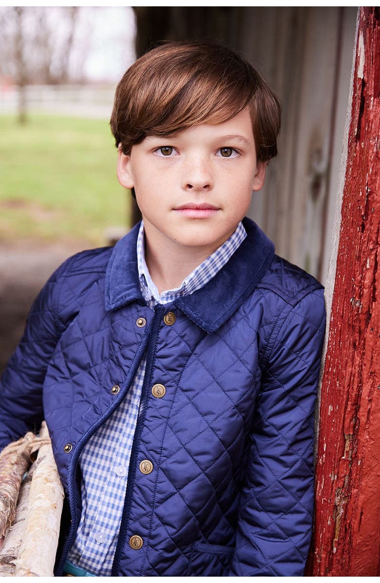 Little English Kids' Button Down Shirt, Alternate, color, Gray Blue Gingham