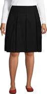 Lands' End Plus Size Solid Top of Knee Box Pleat Skirt