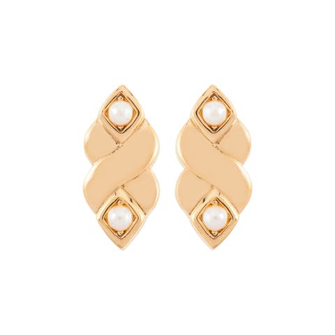 1980s Vintage Nina Ricci Faux Pearl Twist Clip-On Earrings