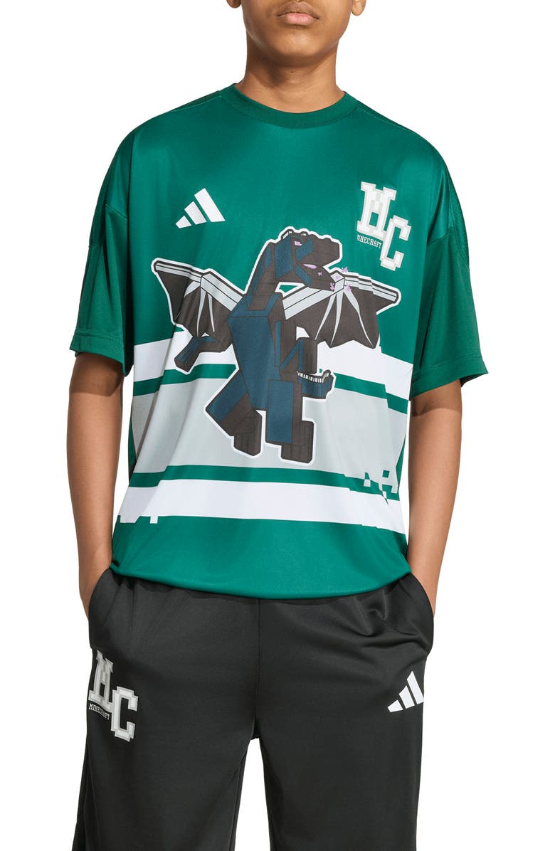 adidas Originals x Minecraft Kids' Graphic Print T-Shirt, Alternate, color, Collegiate Green