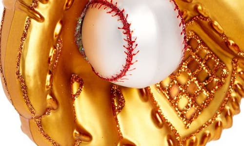 Old World Christmas Baseball Mit Christmas Ornament In Brown/white