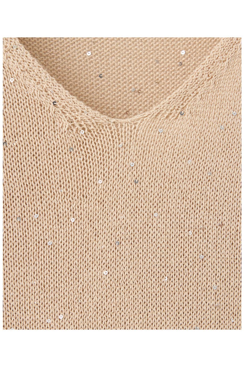 Sequin V-Neck Sweater, Alternate, color, SAND