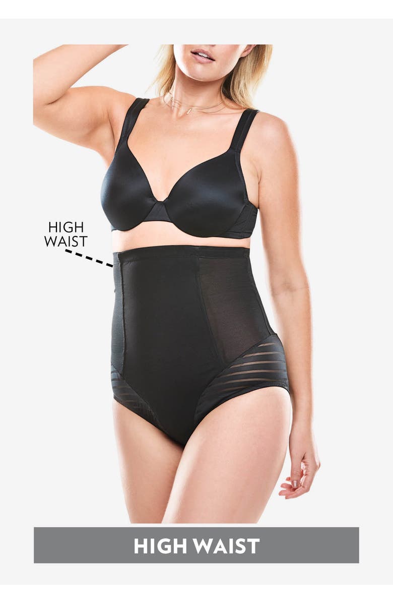 Secret Solutions Shadow Stripe Shaper High-Waist Brief, Alternate, color, Black