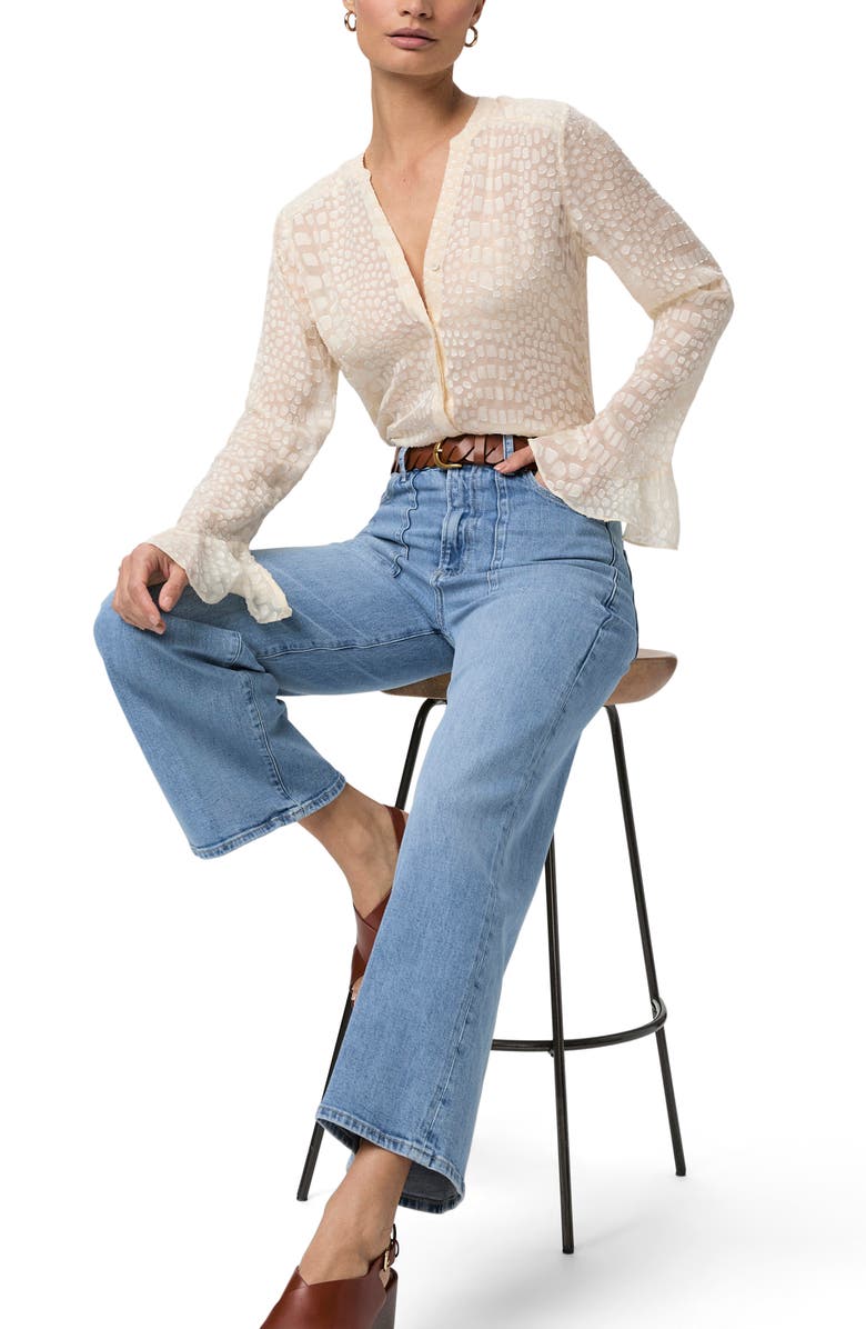 PAIGE Anessa Patch Pocket High Waist Ankle Wide Leg Jeans, Alternate, color, 