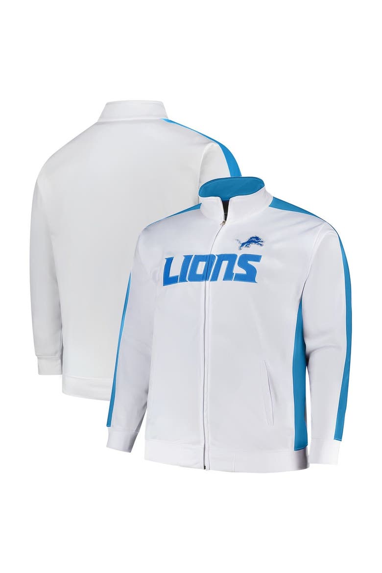 Men's Fanatics White Detroit Lions Big & Tall Tricot Full-Zip Track Jacket, Main, color, White