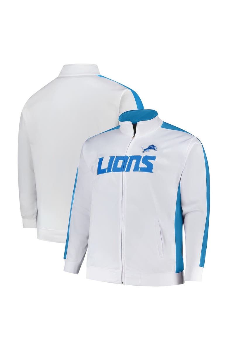 FANATICS Men's Fanatics White Detroit Lions Big & Tall Tricot Full-Zip Track Jacket, Main, color, White