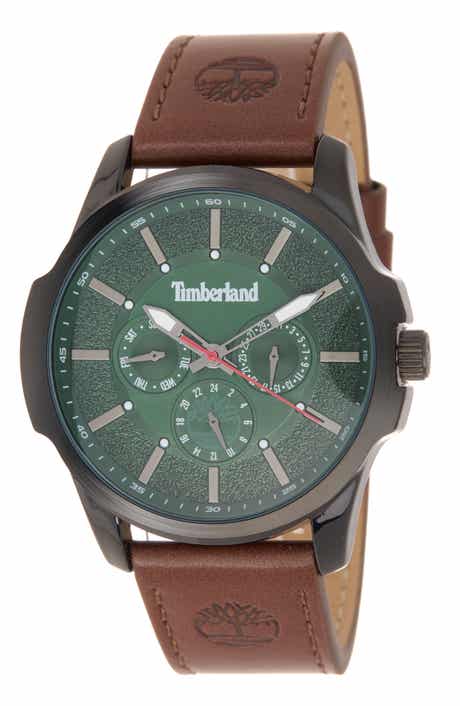 Timberland Dress Sport Quartz Chronograph Leather Strap Watch, 45mm