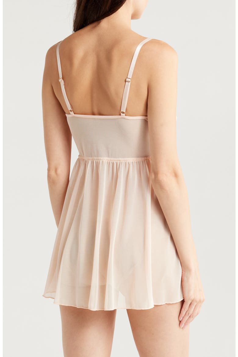 Lace & Mesh Babydoll, Alternate, color, WHISPER PEACH