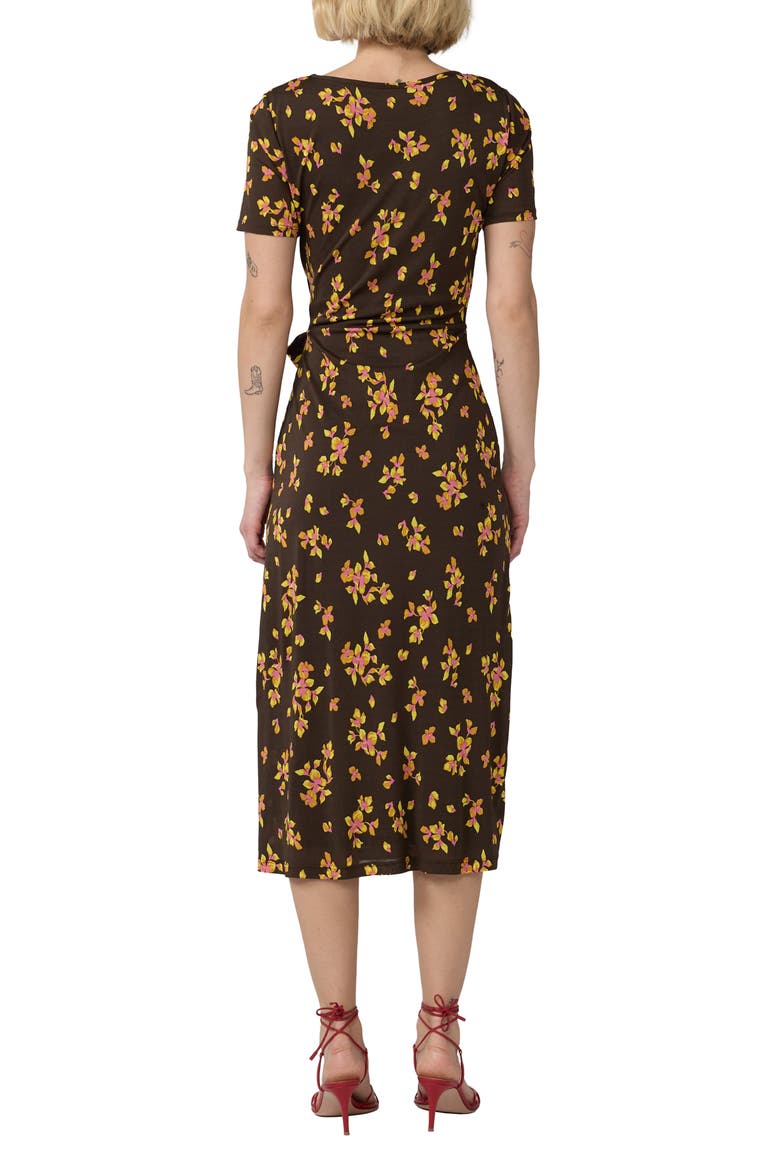 Mandy Floral Wrap Waist Midi Dress, Alternate, color, ISLAND ORCHID MINI BOUQUET