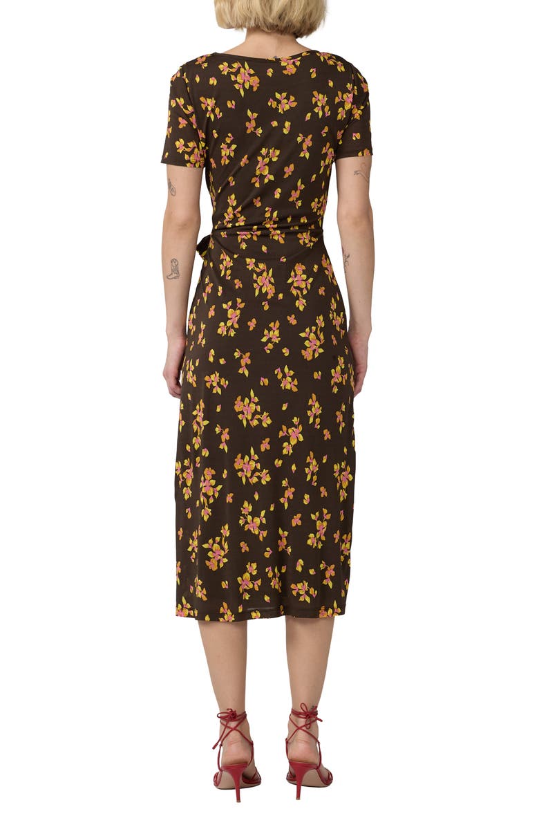 Diane von Furstenberg Mandy Floral Wrap Waist Silk Midi Dress, Alternate, color, Island Orchid Mini Bouquet