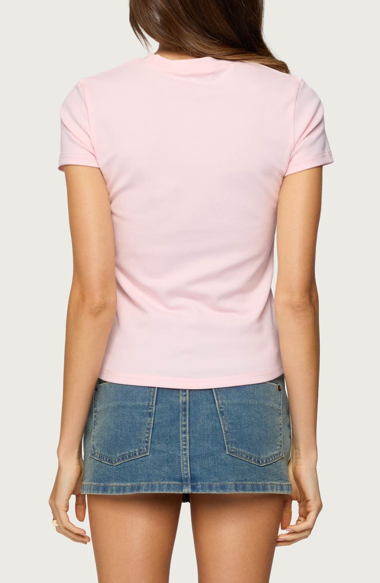 EDIKTED Narla Leopard Print Star Appliqué T-Shirt, Alternate, color, Light-Pink