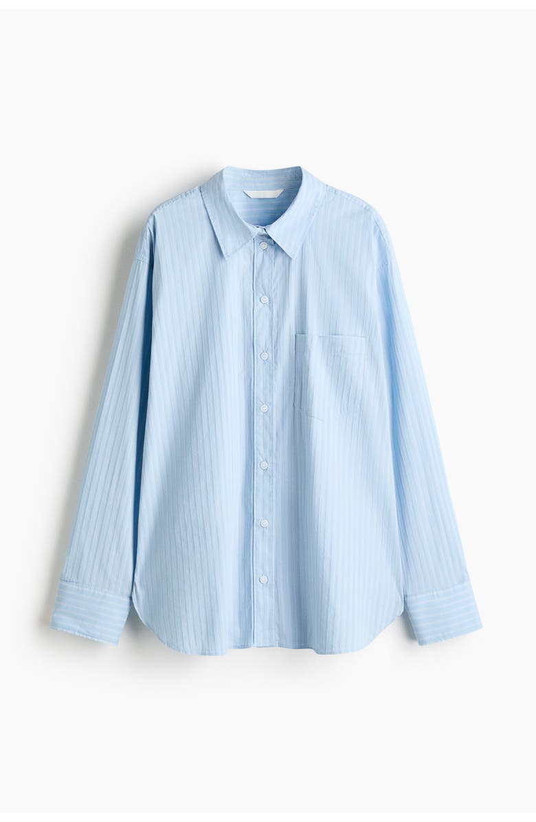 H&M Oversized Shirt, Main, color, Light Blue/Striped