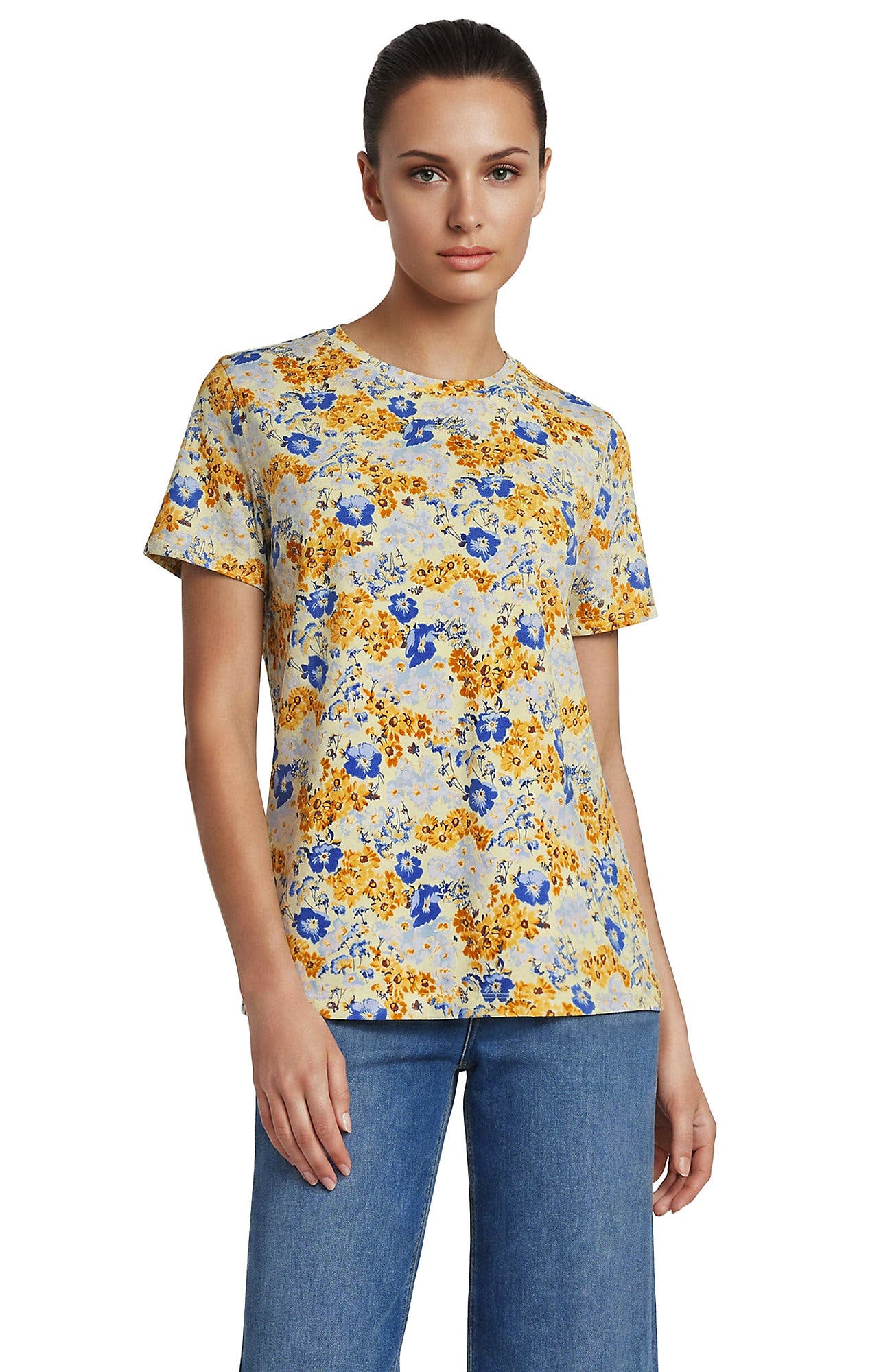 Soft Citrus/Blue Flower Patch