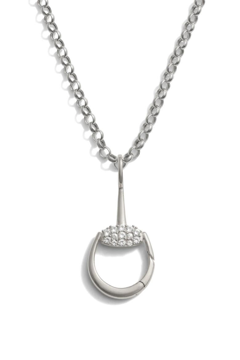 Horsebit Charm Link Pendant Necklace, Main, color, 925 STERLING SILVER