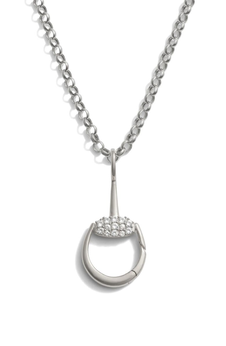 Awe Inspired Horsebit Charm Link Pendant Necklace, Main, color, 925 Sterling Silver