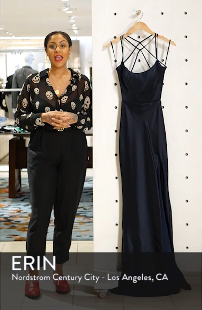 Strappy Back Satin Trumpet Gown, sales video thumbnail