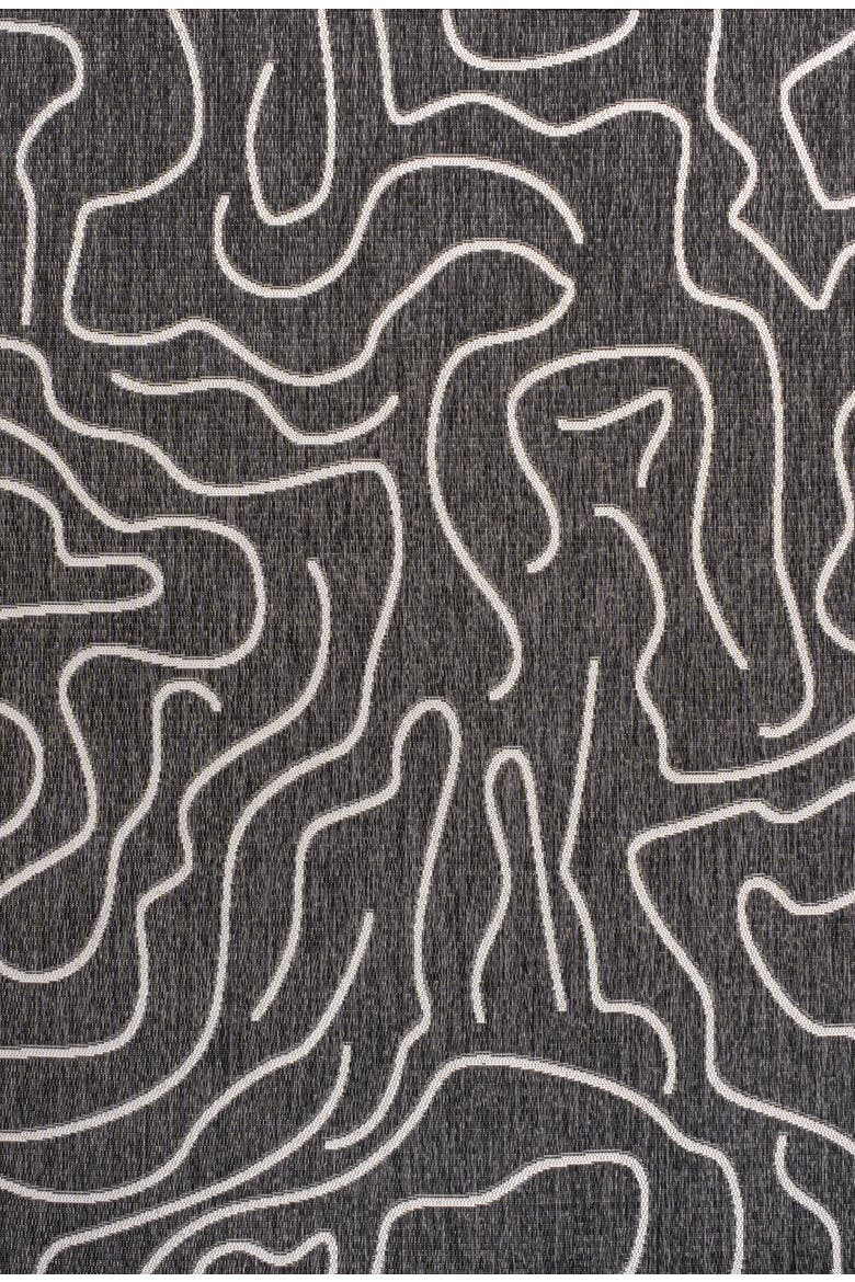 Nolan Modern Coastal Organic Shapes Indoor/Outdoor Area Rug, Main, color, Black/Cream