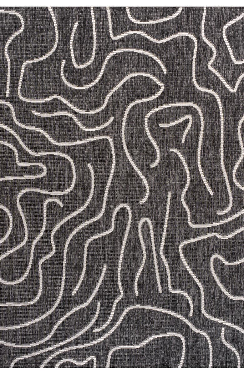 JONATHAN Y Nolan Modern Coastal Organic Shapes Indoor/Outdoor Area Rug, Main, color, Black/Cream