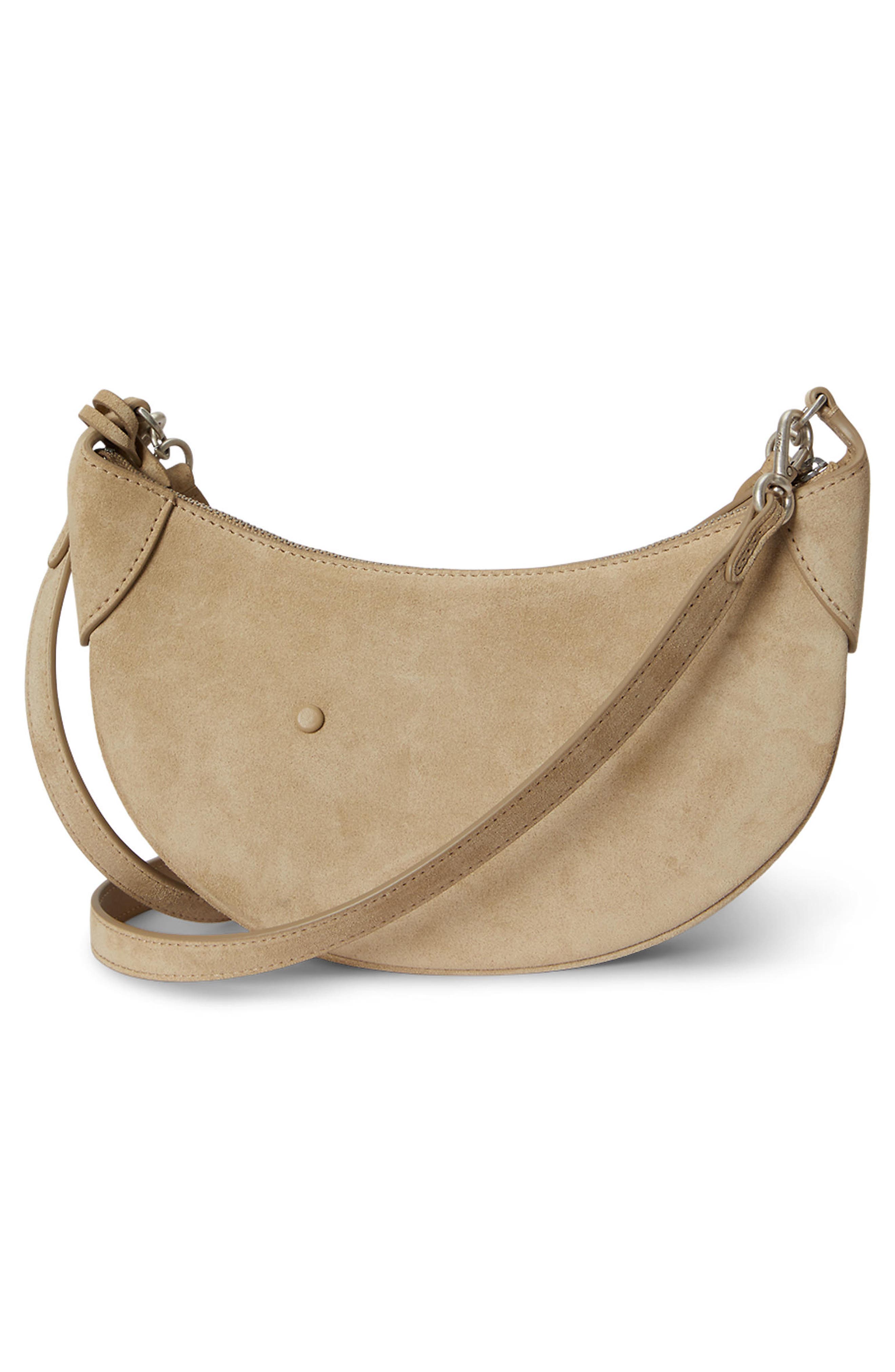 Polo Ralph Lauren Polo ID Stud Suede Crossbody Bag, Alternate, color, Cashew