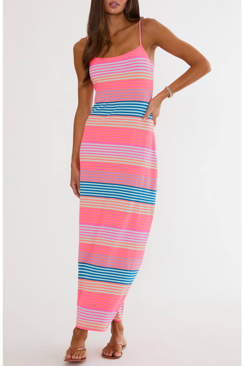 Malie Stripe Rib Cover-Up Maxi Dress, Main, color, VIBRANT VOLLEY STRIPE