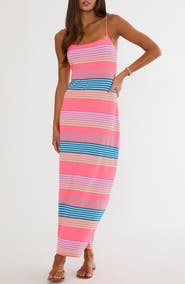 Beach Riot Malie Stripe Rib Cover-Up Maxi Dress
